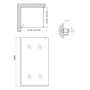 Душевая перегородка Qtap Walk-In Standard BLM201.C8 100х200 см, стекло Clear 8 мм, покрытие CalcLess №2