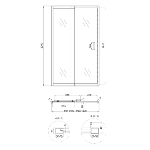 Душові двері в нішу Qtap Taurus CRM201-11.C6 110-120x200 см, скло Clear 6 мм, покриття CalcLess №2