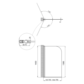 Штора на ванну Qtap Standard BLM407513APL стекло Pear 6 мм, 75х140 см, левая №2