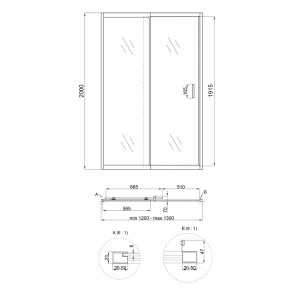 Душові двері в нішу Qtap Taurus CRM2012-13.C6 120-130x200 см, скло Clear 6 мм, покриття CalcLess №2