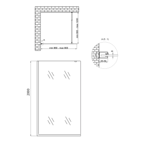 Душова перегородка Qtap Walk-In Standard BLM209.C8 90х200 см, скло Clear 8 мм, покриття CalcLess №8