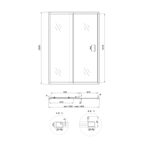 Душевые двери в нишу Qtap Taurus CRM2013-14.C6 130-140x200 см, стекло Clear 6 мм, покрытие CalcLess №10