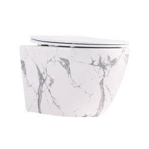 Унитаз подвесной Robin Ultra Quiet 490×365×325 мм, Marble, с сиденьем Slim Duroplast / Soft-close / Quick Release QT13332381АSMR Qtap №1