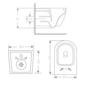 Унітаз підвісний Qtap Jay Ultra Quiet 485х360х320 мм, Matt Black, сидінням Slim Duroplast/ Soft-close/ Quick Relase QT07335177MB №2
