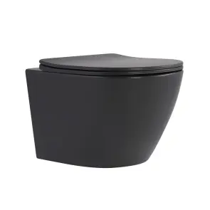Унітаз підвісний Robin Ultra Quiet 490×365×325 мм, Anthracite, з сидінням Slim Duroplast / Soft-close / Quick Release QT13332381АSAN Qtap №1