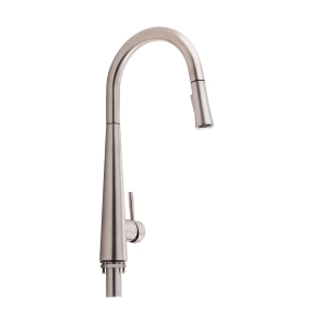 Змішувач для кухні Qtap Evicka з висувним виливом QTEVI91103UN Brushed Nickel PVD №1