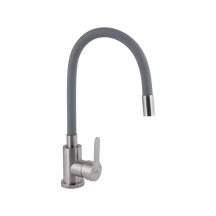 Смеситель для кухни Brinex Pure 015F3 с гибким изливом Nickel/Grey BRIPUR015F3NKG
