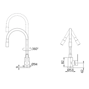 Змішувач для кухні Brinex Pure 015F3 з гнучким виливом Nickel/Grey BRIPUR015F3NKG №2