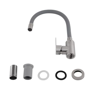 Змішувач для кухні Brinex Pure 015F3 з гнучким виливом Nickel/Grey BRIPUR015F3NKG №4