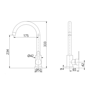 Смеситель для кухни U-образный Brinex Pure 015F U-образный Graphite BRIPUR015FGRP №2