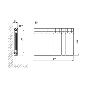 Радіатор біметалічний Thermo Alliance Bi-Ferrum 500/80 1,16 кг №9
