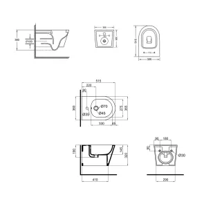 Комплект Qtap Swan 2 в 1: подвесной унитаз Rimless + биде подвесное №2