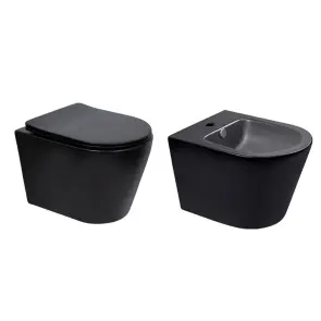 Комплект Qtap Scorpio Matt Black 2 в 1: подвесной унитаз Ultra Quiet QT14332380AMB + биде подвесное QT1455053FMB №1