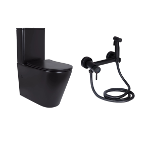Комплект 2 в 1: напольный унитаз Qtap Scorpio Matt Black QT14226088AMB + набор гигиенического душа Lidz Aria Black LDARI110BLA43394 №1