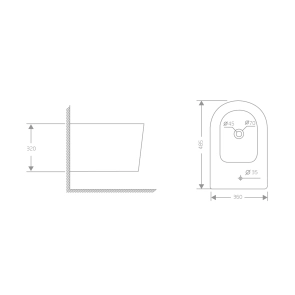 Биде подвесное Qtap Swan 485х360х320 мм, White QT16555379W №2
