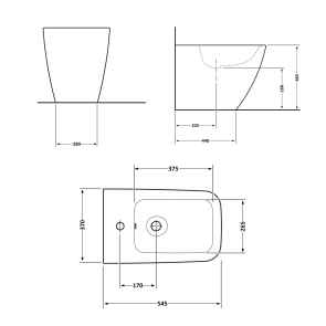 Біде підлогове Qtap Crow 545х360х410 White QT05443370W №2