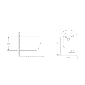 Биде подвесное Qtap Jay 485х360х320 мм White №2