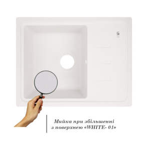 Кухонная мойка Lidz 620x435/200 WHI-01 (LIDZWHI01620435200) №3