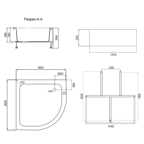 Душовий піддон Lidz KAPIELKA ST80x80x26 з панеллю №2