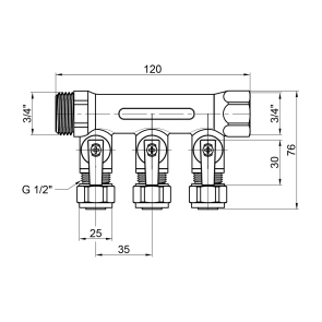 Колектор Thermo Alliance Standart 3/4" 3 виходи SD231W3 №2