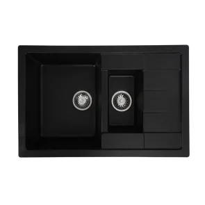 Гранитная кухонная мойка VALESO TOSKANA 7850W матовый Черный металлик №1