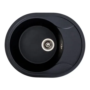 Гранитная кухонная мойка VALESO ONYX 5847 матовый черный металлик №4