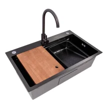Кухонний комплект з мийкою Valeso Handmade 75x46B (3,0/0,8) Work Station CM PVD Чорний
