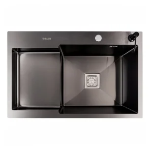 Кухонная мойка из нержавеющей стали CM 7850C R VALESO Ручная работа PVD черный с утопленной полкой (3.0/0.8) №1