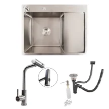 KIT Valeso Мойка ручной работы CM 6550 л нержавеющая + XK08A Смеситель из нержавеющей стали