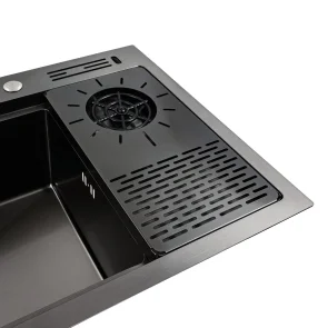 Черная кухонная мойка PVD 7846 Платина Ручная работа №5