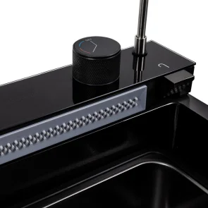 Кухонный комплект с мойкой CM 7546C PVD черный Платина Ручная работа "WATERFALL" (Декор) №4