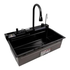 Кухонный комплект с мойкой CM 7546C PVD черный Платина Ручная работа "WATERFALL" (Декор) №8