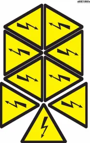 Наліпки "Знак"Небезпека ураження електричним струмом" 130 мм" №1
