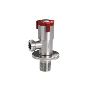 Кран кутовий нерж. AQUASTRONG V2 Red M1/2 х M1/2 (V200) №1