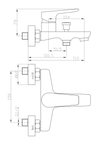 Змішувач PERLA Harry ванна (PBZ6104) №2