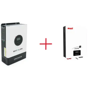 Комплект Інвертор + Акумулятор:WITSLOR HF6248-B, 1Ф-6,2kW, 48V+ Акумулятор Must LP16-48100 5,12 кВт·год LiFePO4 №1