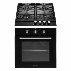 Комплект Духовой шкаф электрический GEO 62-0200 black + Варочная поверхность газовая GGH 62-104 black glass №1