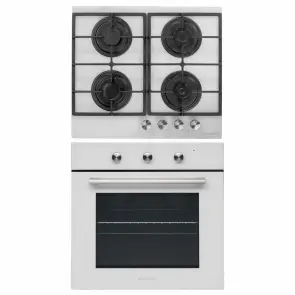 Комплект Духовой шкаф электрический GEO 62-0200 white + Варочная поверхность газовая GGH 62-104 white glass №1