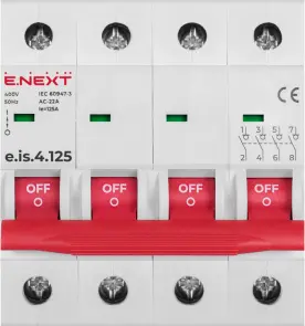 Выключатель погрузки на DIN-рейку e.is.4.125, 4р, 125А №2