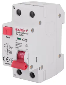 Выключатель дифференциального тока с защитой от сверхтоков e.rcbo.stand.2.C25.30, 1P+N, 25А, С, 30мА №3
