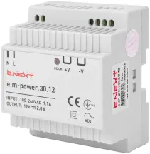 Блок живлення на DIN-рейку e.m-power.30.12 30Вт, DC12В