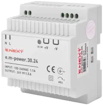 Блок живлення на DIN-рейку e.m-power.30.24 30Вт, DC24В