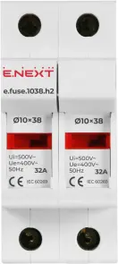Держатель предохранителя на Дин-рейке e.fuse.1038.h2, под предохранитель 10х38, 2р, 32А №2