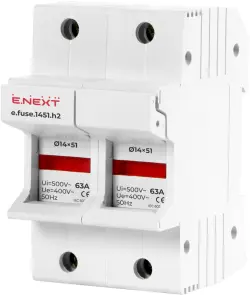 Утримувач запобіжника на Дін-рейку e.fuse.1451.h2, під запобіжник 14х51, 2р, 63А №3