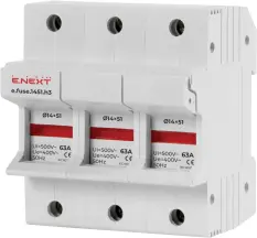 Держатель предохранителя на Дин-рейке e.fuse.1451.h3, под предохранитель 14х51, 3р, 63А