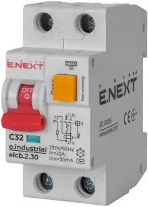 Выключатель дифференциального тока (дифавтомат) e.industrial.elcb.2.C32.30, 2р, 32А, С, 30мА №1