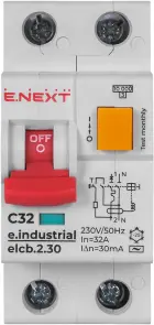Выключатель дифференциального тока (дифавтомат) e.industrial.elcb.2.C32.30, 2р, 32А, С, 30мА №4