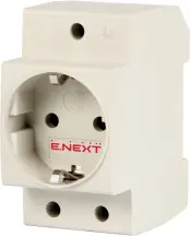 Розетка на DIN-рейку e.socket.pro.din.tms, 230 В, с ж/к