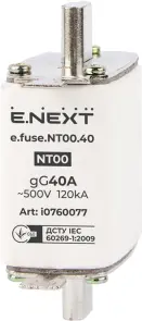 Запобіжник плавкий e.fuse.NT00.40, габарит 00, 40А №1