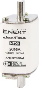 Запобіжник плавкий e.fuse.NT00.16, габарит 00, 16А №1